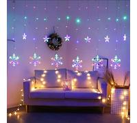 Queta Guirnalda de luces de copo de nieve con estrellas, ampliable, cortina de luces LED, copo de nieve, cortina de estrella, para Navidad o fiesta, jardín, decoración para interior y exterior