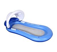 Queta Hamaca Agua Cama de Agua Inflable Flotante Colchoneta de Playa Chaise Longue Flotante, con toldo, reposacabezas y Red (Azul)