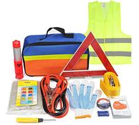 Queta Kit de Emergencia para Coche Kit de Emergencia para automóvil con Triángulo de Advertencia Reflectante. Chaleco reflecante, Martillo de Emergencia Multifuncional, Cuerda de Remolque (13 Pcs)