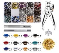 Queta Kit de Ojeles de Metal Coloridos 701pcs Kit de Herramientas de Ojales 5mm de 12 Colores con Herramientas de Instalación para DIY Artesanía Zapatos/Bolsos/Cuero/Lona/Ropa (701pcs)