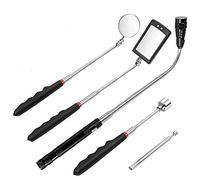 Queta LED Espejo de Inspección Telescópico Imán, 5pcs que Incluye Luces LED de Varilla de Recogida, Espejo de Inspección y Linterna, Mango Telescópico Giratorio 360 grados