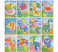 Queta Pegatinas de Mosaico para Niños - Conjunto de 12 Dibujos Animados, Adhesivos de Arte Hecho a Mano DIY, Kits de Artesanía de Manualidades, Juguetes Educativos (Tipo-2)