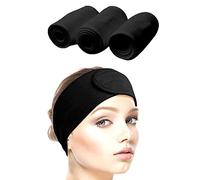Queta pelo banda para maquillaje, cosméticos cinta Rizo, ajustable pelo - Banda con 3pcs (Negro)