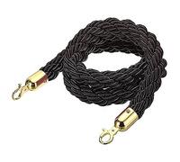 Queue - Barrera de cuerda con ganchos plateados/dorados, cuerda de cáñamo trenzada, barrera de seguridad de 5 pies/12 pies, cuerdas de control de multitudes para gestión de eventos y lugares, color