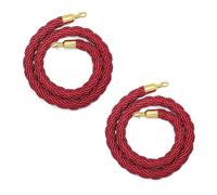 Queue Barrier Ropes,Set Of 2 Stanchion Rope Crowd Control, 3/4/5/6/7/8/9/10/11/13/15 Feet Long, Heavy-Duty Hanging Partition Ropes for Hotels Concerts Car Show(Red,14ft/426cm)