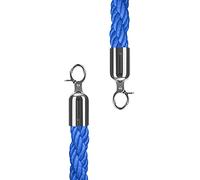 Queue - Cuerda de cáñamo de barrera, cables trenzados de control de multitudes en negro, azul, rojo y marrón, líneas colgantes de 3/5/6/10 pies para entrada de hotel y divisor de cama (azul, 2,5 m)