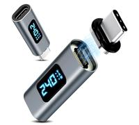 Quevati 2 adaptadores USB C magnéticos, 24 pines USB 4 macho a hembra, adaptador de 240 W, 48 V/5 A, transmisión de vídeo de 8 K a 60 Hz, transmisión de datos de 40 Gbps