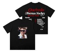 Quevedo Buenas Noches World Tour Vintage Wash Camisetas Mujer Hombre Hiphop Algodón Manga Corta Camiseta, Estilo 4, L