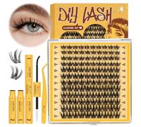QUEWEL Fairy Faux Cils, Manga Extension Cils Mix 10-18mm DIY Kit Extension Cils Avec Lash Bond and Seal, pince Faux Cils à épiler pour DIY Lash Kit (FD-Manga-C Kit)