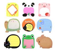 Qufiiry 32 Piezas Notas Adhesivas de Animales, 640 Hojas Notas Autoadhesivas, Notas Adhesivas con Forma de Animal Bonita, Mini Libreta para Oficina, Hogar, Escuela Regalos de Estudiantes