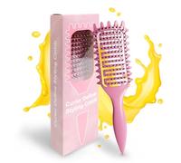 Qufiiry Cepillo Rizos con Diseño Hueco, Cepillo Pelo Rizado para Todo Tipo de Cabello, Peine Rizos Método Curly con Mango Ergonómico (Rosa)