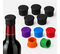 Qufiiry Juego de 10 Tapones de Silicona para Botellas, Reutilizables, Herméticos, Ajustables para Vino, Cerveza, Cava - para Conservar Frescura y Evitar Derrames (5 Negros + 5 Coloridos)
