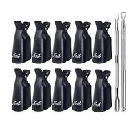 Qufiiry Pinzas uñas Quitaesmalte, 10 Pcs Clip uñas Semipermanentes, Quita uñas Semipermanente Clip de Plástico Acrílico para Limpiar Uñas y Quitar Cutículas, con 1 Curette, 1 Empujador de Cutículas