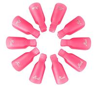 Qufiiry Pinzas uñas Quitaesmalte, 10 Pcs Clip uñas Semipermanentes, Rosa Clip de Removedor Acrílico, Clip Uñas de Plastico para Uñas de Gel Removedor Nail Art Soak Off Clip Herramienta