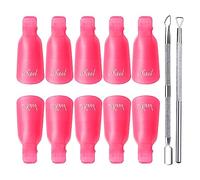 Qufiiry Pinzas uñas Quitaesmalte, 10 Pcs Clip uñas Semipermanentes, Rosa Clip de Removedor Acrílico, con 1 Curette, 1 Empujador de Cutículas para Limpiar Uñas y Quitar Cutículas