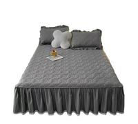 QUgaoSAN Falda de Cama con Volantes, Colcha Acolchada Gruesa, Falda de Cama, Protector de colchón, Funda de sábana Ajustable, Falda de Cama, Funda de Cama (sin Funda de Almohada)(Dark Grey,135x200cm)