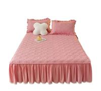 QUgaoSAN Falda de Cama con Volantes, Colcha Acolchada Gruesa, Falda de Cama, Protector de colchón, Funda de sábana Ajustable, Falda de Cama, Funda de Cama (sin Funda de Almohada)(Pink,135x200cm)