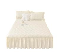 QUgaoSAN Falda de Cama con Volantes, Colcha Acolchada Gruesa, Falda de Cama, Protector de colchón, Funda de sábana Ajustable, Falda de Cama, Funda de Cama (sin Funda de Almohada)(White,180x220cm)