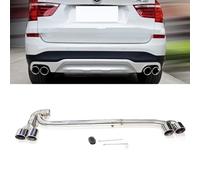 QUHOGJU Escape Coche para Punta Acero Inoxidable para BMW F25 X3 F26 X4, Terminales Escape Coche Silenciador Tubo Escape Doble Cubierta Tubo Acero Inoxidable,B/Silver