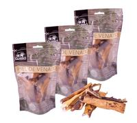 Quibropets Piel de Venado deshidratado, 100% Naturales y sin Cereales - Premios hipoalergénicos y saludables - Pack de 3 envases (3x120g) - Total 360g