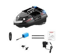 Quibuilds V802 - Barco de cebo RC de doble antena, 4 tolvas de cebo, gran capacidad de 3 kg, alcance de 500 m, 2 modos de iluminación, giroscopio integrado, ideal para pesca en lago y mar/pesca