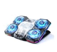QUICARD Almohadilla de refrigeración mejorada para laptop con enfriador termoeléctrico y 4 ventiladores, potente enfriador para laptop, control independiente, ajuste multiengranaje, RGB, soporte para