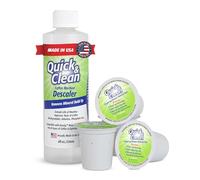 Quick & Clean Paquete de 4 vasos de limpieza con kit de descalcificación (2 aplicaciones totales), compatibles con 2.0, solución descalcificadora para keurig, nespresso, ninja, delonghi para todas las