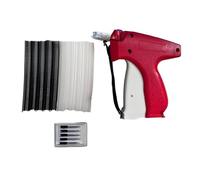 Quick Clothing Fixer Gun Premium ABS Handheld Mini Stitch Hemming Tool for Home Use with 6 Needles 500 Glue Needles White Black (Red)