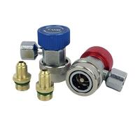 Quick Coupler Adapters - Adjustable Auto A/C Refrigerant Quick Coupler Adapters Hose Fittings of Manifold Gauge Set,High and Low-Pressure Connectors for Car AC System,1/4" Flares