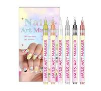 Quick Dry Nial Poliish Pens - 6 Color Fine Tip Design Markers Kit | Suitable for DIY Nial Art, Women, Girls, Kids, Home Use, Salon Practice, Painting, Creative Manicure, Nails Decorating, Portable
