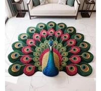 Quick-Dry Non-Slip Peacock Mat, Elegant Peacock Pattern Easy to Store, Quick-Drying and Highly Absorbent Peacocks Pattern Absorbent Floor Mats for Shower Bathroom Door Entryway(D,15.7in)