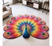 Quick-Dry Non-Slip Peacock Mat, Elegant Peacock Pattern Easy to Store, Quick-Drying and Highly Absorbent Peacocks Pattern Absorbent Floor Mats for Shower Bathroom Door Entryway(F,19.7in)