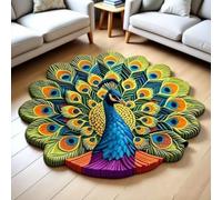 Quick-Dry Non-Slip Peacock Mat, Elegant Peacock Pattern Easy to Store, Quick-Drying and Highly Absorbent Peacocks Pattern Absorbent Floor Mats for Shower Bathroom Door Entryway(B,19.7in)