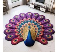 Quick-Dry Non-Slip Peacock Mat, Elegant Peacock Pattern Easy to Store, Quick-Drying and Highly Absorbent Peacocks Pattern Absorbent Floor Mats for Shower Bathroom Door Entryway(E,15.7in)