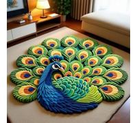 Quick-Dry Non-Slip Peacock Mat, Elegant Peacock Pattern Easy to Store, Quick-Drying and Highly Absorbent Peacocks Pattern Absorbent Floor Mats for Shower Bathroom Door Entryway(A,15.7in)