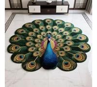 Quick-Dry Non-Slip Peacock Mat, Elegant Peacock Pattern Easy to Store, Quick-Drying and Highly Absorbent Peacocks Pattern Absorbent Floor Mats for Shower Bathroom Door Entryway(H,19.7in)
