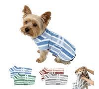 Quick-Drying Dog Bathrobe,Striped Super Absorbent Quick-Drying Pet Dog Robe with Adjustable Belly Band,Super Soft Full Wrap Dogs Towel for Puppies/Medium to Large Dogs After Bath (Blue, M)