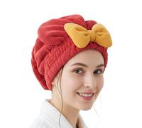 Quick Drying Hair Towel - Super Absorbent Coral Fleece Head Wrap | Thickened Quick Dry Hair Cap For Women | Cute Bow Design, 27x26cm, For Home, Vacation, Beach, Swimming, Shower, Bathing, Gym