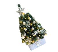 Quick Holiday Decors Árbol de Navidad en Miniatura preiluminado de 45 cm con Adorno Premium y Adornos de Estrellas, para Uso en hogar, Oficina, Decoraciones navideñas en áreas pequeñas