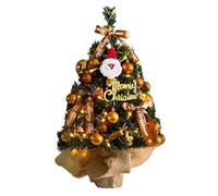 Quick Holiday Decors Árbol de Navidad en Miniatura preiluminado de 45 cm con Adorno Premium y Adornos de Estrellas, para Uso en hogar, Oficina, Decoraciones navideñas en áreas pequeñas