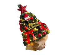 Quick Holiday Decors Árbol de Navidad en Miniatura preiluminado de 45 cm con Adorno Premium y Adornos de Estrellas, para Uso en hogar, Oficina, Decoraciones navideñas en áreas pequeñas