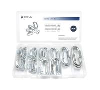 Quick Link Kit 34 piezas - Conectores de cadena de acero al carbono (6 tamaños) para bricolaje, decoración colgante, remolques - Capacidad de 220 a 1600 libras