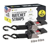 Quick n Easy AutoRetract - Correas de Amarre para travesaño | 2 Correas retráctiles de Acero Inoxidable de 2 x 43 Pulgadas con Gancho en S para Barcos, muelles, remolques