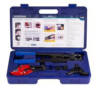 QUICK PLOMBERIE Kit Prensado Tuberías Multicapa - Prensa + Cortatubos + Desbarbador/Calibrador + 2 Insertos TH 16/20mm | Herramienta Fontanería Profesional
