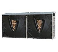 QUICK STAR 2 Piezas Estante Aluminio para leña 185 x 70 x 185 cm Jardín Prinidor Refugio de 4,6 m³ de Madera Almacenamiento apilables Ayuda Exterior con protección contra el Clima Negro