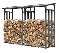 QUICK STAR 2 piezas Estante metálica para leña antracita 130 x 70 x 185 cm Jardín Prinidor Refugio de 3,2 m³ de Madera Almacenamiento apilables Ayuda Exterior