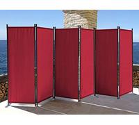 Quick Star Biombo de Tela 6 Piezas, 340 x 165 cm, Separador de ambientes, para jardín, balcón, privacidad, Plegable, Color Rojo rubí
