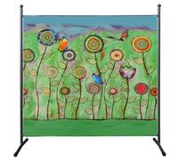 QUICK STAR Biombo para exteriores, resistente a la intemperie, 180 x 178 cm, diseño de flores verdes, separador de ambientes, para interior, jardín y balcón, opaco