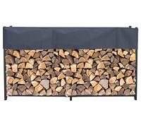 QUICK STAR Estante de leña de Metal Antracita 200 x 25 x 115 cm Refugio de leña para jardín Ayudas de apilamiento en el Exterior con Cubierta Protectora Gris