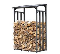 QUICK STAR Estante metálica para leña antracita 130 x 70 x 185 cm Jardín Prinidor Refugio de 1.6 m³ de Madera Almacenamiento apilables Ayuda Exterior